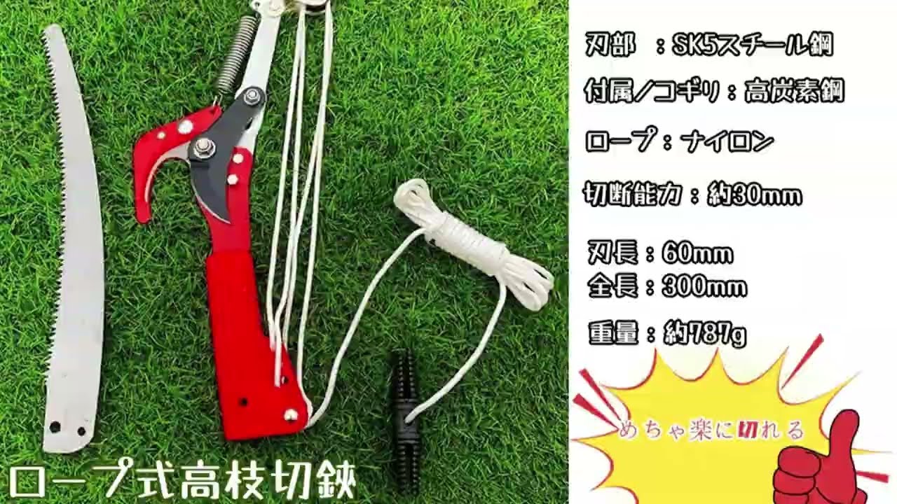 高枝切りバサミ ロープ式高枝切鋏 超軽量 伸縮 庭木 植木 ガーデン用品庭園 軽量鋏 女性用