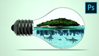 Water effect manipulation inside the bulb in Photoshop | Photoshop Tutorial screenshot 1