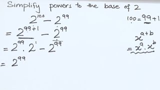 How to simplify powers to the base of 2
