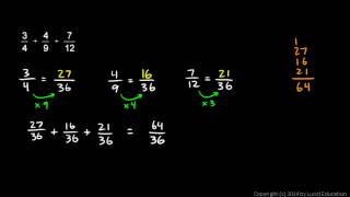 Prealgebra 4.1o - Adding and Subtracting Fractions - Examples