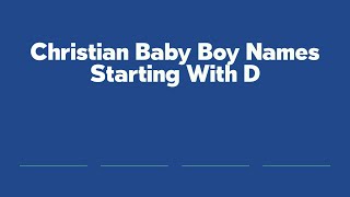 Christian Baby Boy Names Starting With D