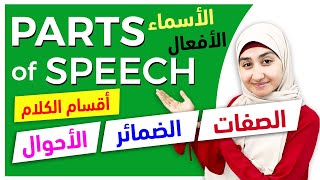 #18 parts of speech اجزاء الكلام في اللغة الانجليزية Noun Verb Adjective adverb pronoun preposition