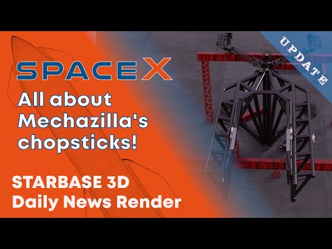 SpaceX Launch tower - Mechazillas chopsticks  catch and crane arm preassembly Boca Chica Oct 13 2021