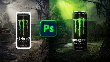 Product manipulation in Photoshop | Monster Drink advertising poster design | photoshop tutorial