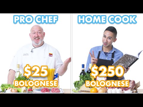 250 USD vs 25 USD Bolognese tészta: Professzionális szakács és házi szakács csere hozzávalók | Furcsa