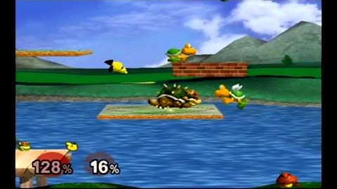 Super Smash Bros Melee Debug Menu Fun - Pichu and Donkey Kong on 1-1 Adventure Mode