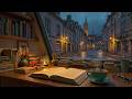 Quiet Old Town Street at Night ☕ Jazz Piano &amp; Rain Ambience for Relaxation