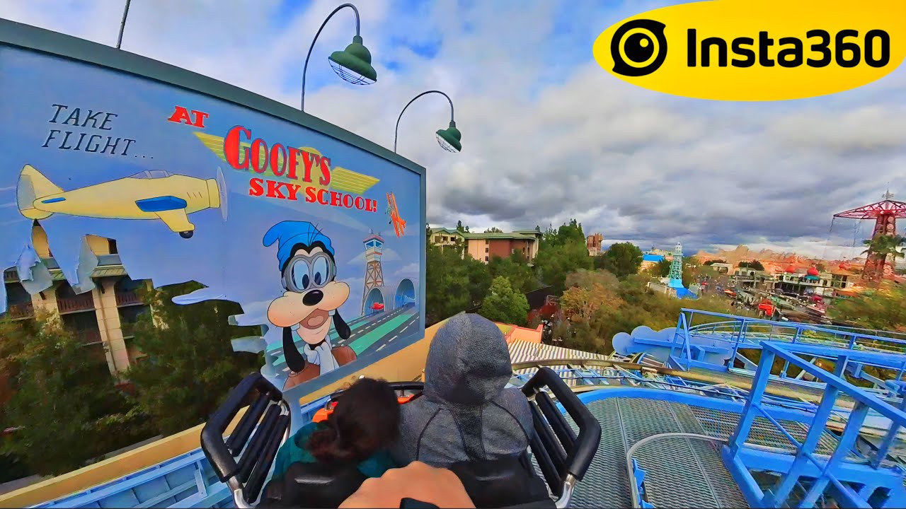 Goofy's Sky School FULL RIDE POV 4K Insta360 X3 - Disney California ...