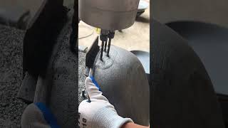 Making Handle Mounting Holes in a Frying Pan #shorts