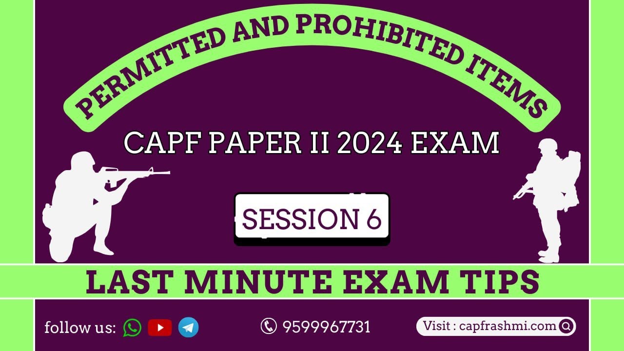 Prohibited Items in the Exam | CAPF 2024 Exam | CAPF English Grammar ...