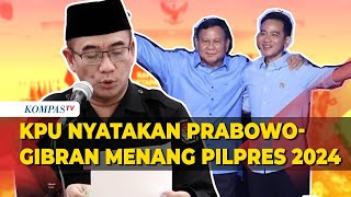 Raih 96 Juta Suara, KPU Nyatakan Prabowo Gibran Menang Pilpres 2024