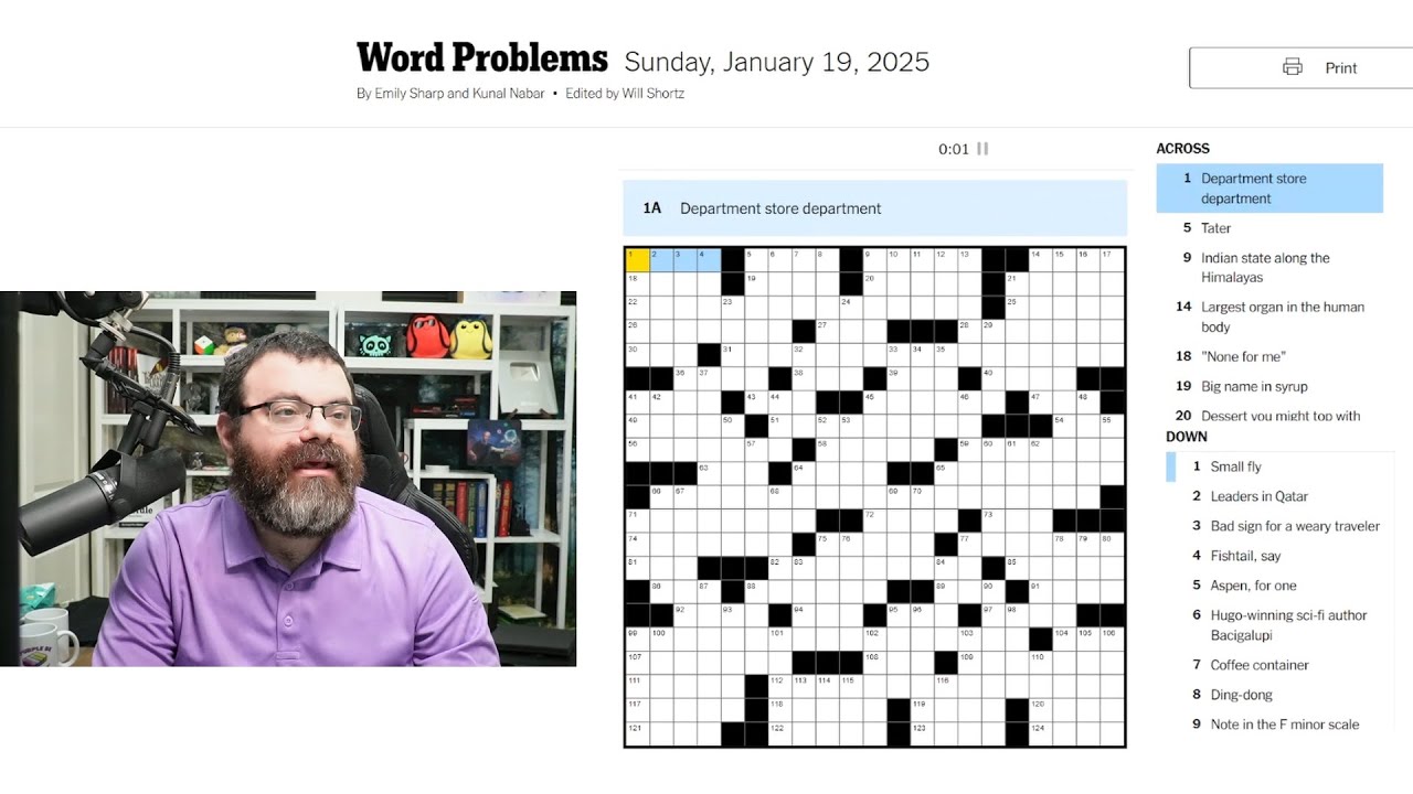 Learning Crossword Week 35 NYT Crossword Sunday Jan 19th, 2025 YouTube