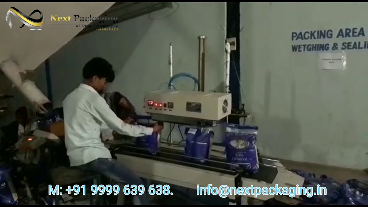 Rice Bag Sealing Machine, Atta bag sealer, 5kg 10 kg pouch selaing machine YouTube