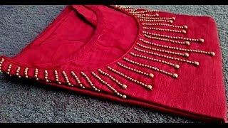 Most Beautiful Beads Design using Normal Stitching Needle - Aari / Maggam Work/ Hand EMboridery