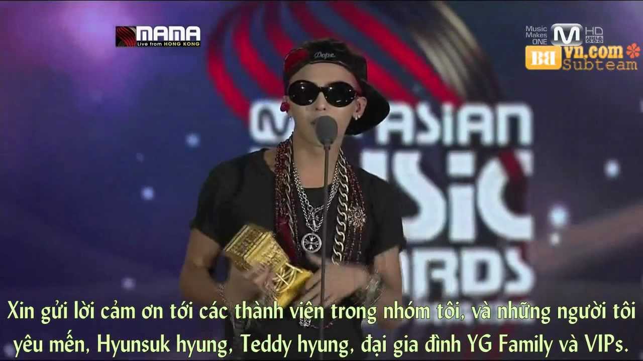BBVNVietsub GDragon   Best Male Artist MAMA 2012