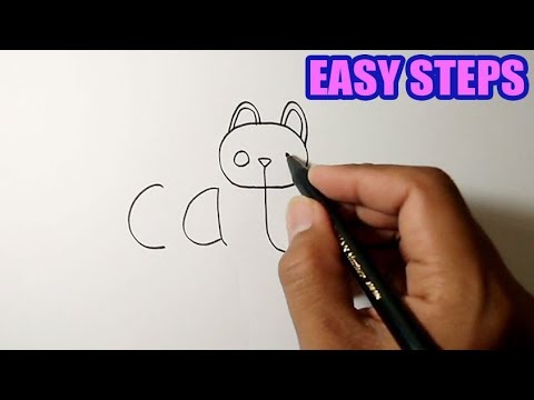 EASY STEPS on How to draw a cat from the word cat - YouTube