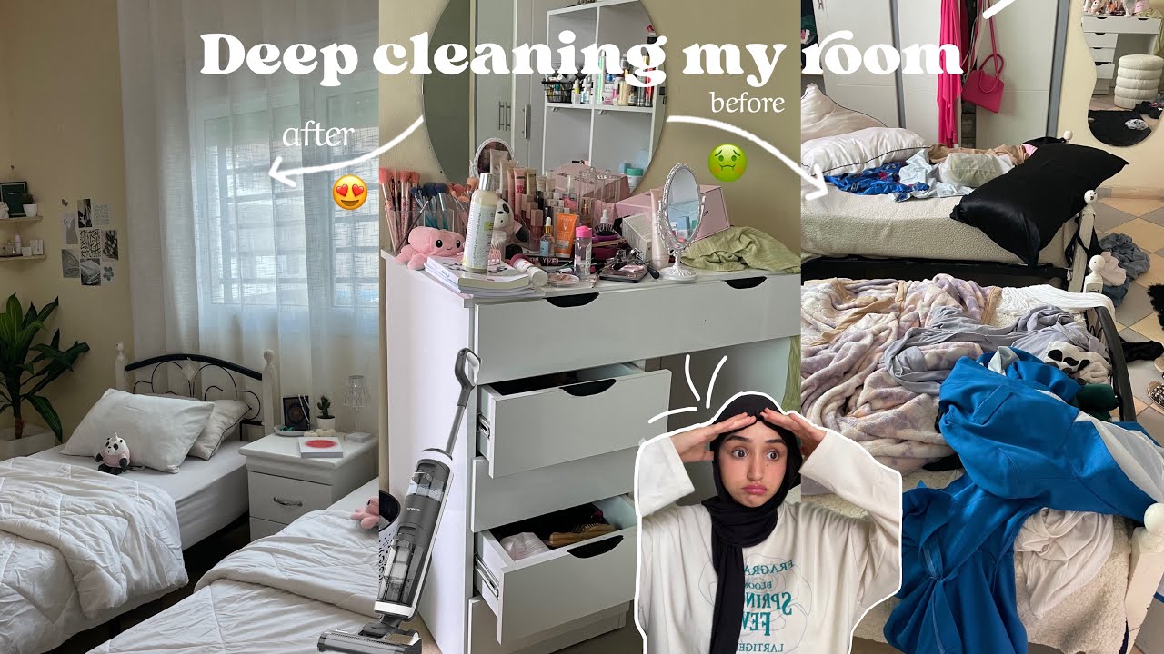 خملت بيتي و جمعت الروينة😮‍💨🧹|clean and ￼￼￼organize my messy room with me