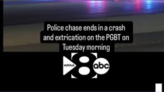 Police chase ends in a crash and extrication on the PGBT on Tuesday morning
