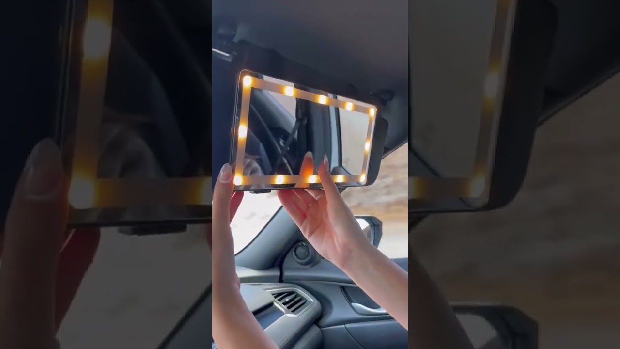 ¡Tocador LED para el coche! 💄✨ Retoques rápidos, siempre perfecta.