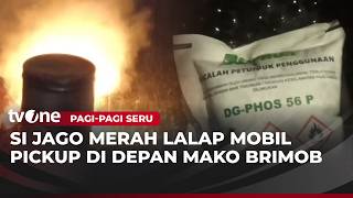 Mobil Pickup Terbakar di Depan Mako Brimob Surabaya | Pagi-Pagi Seru tvOne