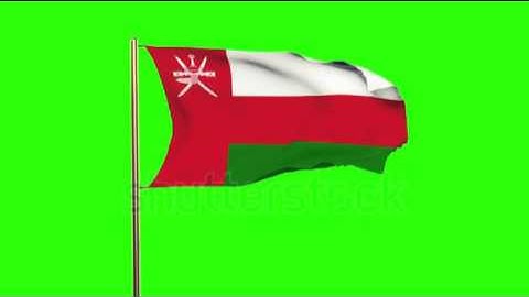 Oman flag waving in the wind. Green screen, alpha matte. Loopable animation Stock video by