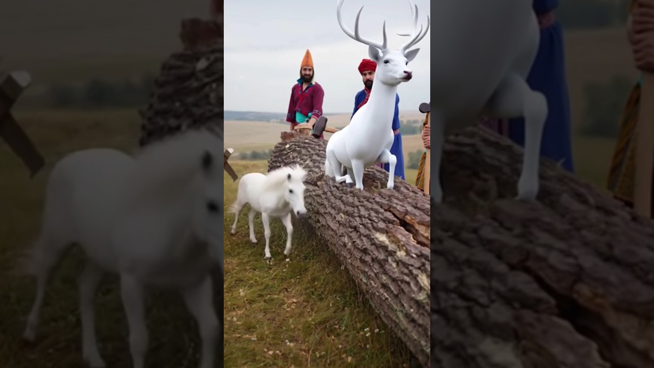 White Stag Emerges from the Hollow