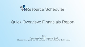 Quick Overview of Financials Report – eRS Resource Planning Software