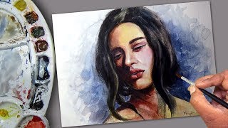 watercolor painting portrait of beautiful girl 3