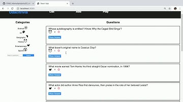 Trivia app using Flask & React