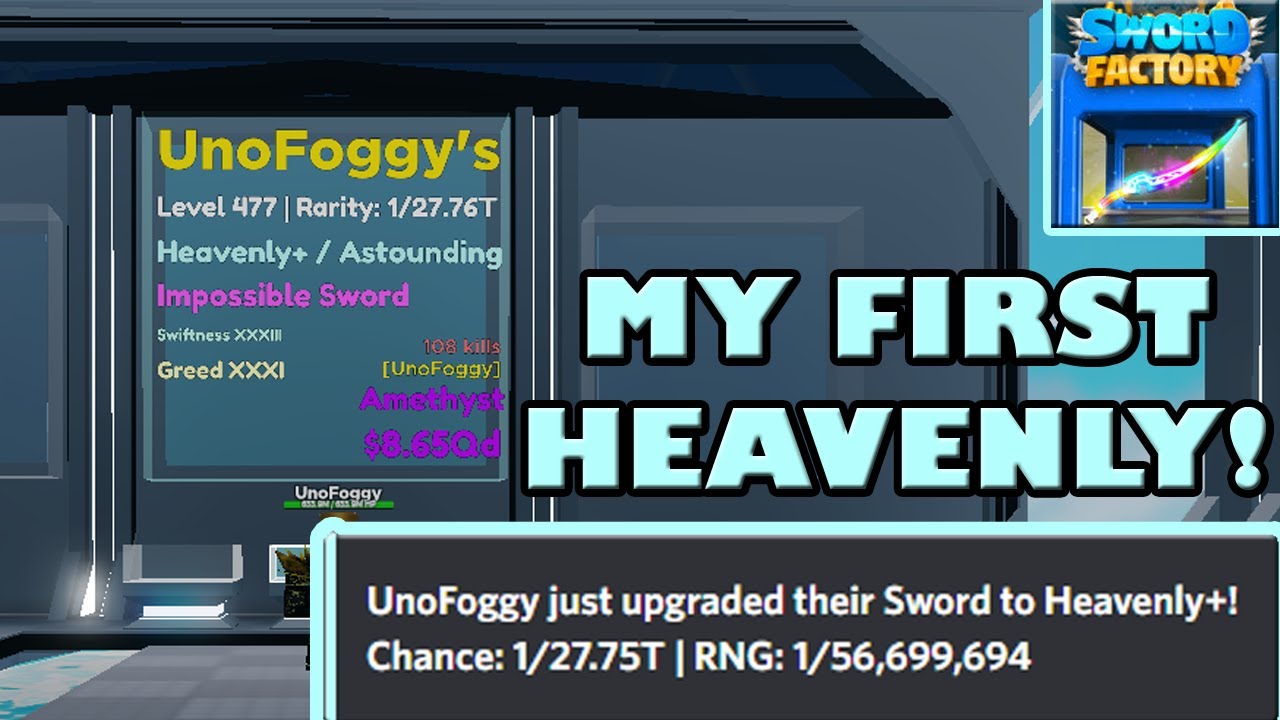 MY FIRST EVER HEAVENLY SWORD (Insane RNG!) - Roblox Sword Factory X
