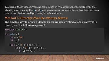 How to Print an Identity Matrix in C Programming