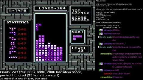 TETRIS NES PAL lvl 9, 41 tetris in a row