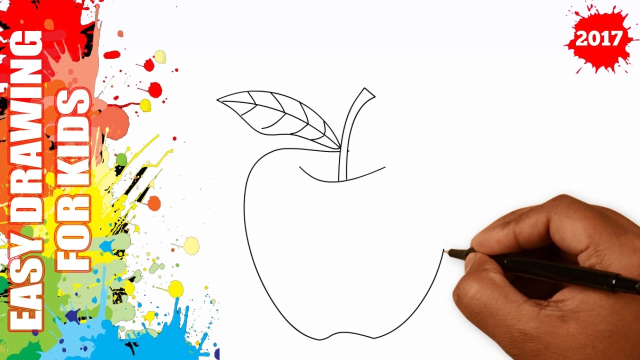 How to draw an apple EASY and SIMPLE for kids in 60s - YouTube
