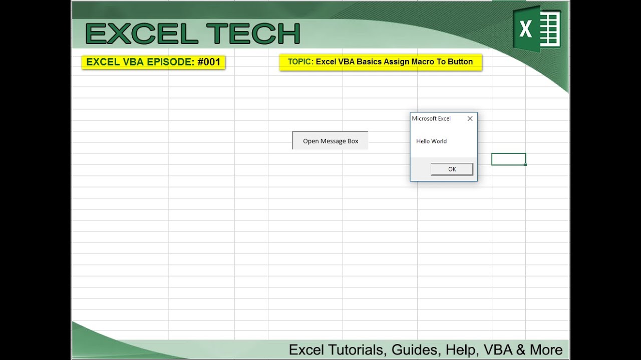 Excel Tech VBA #1: Write a Macro and Assign it to a Button - YouTube