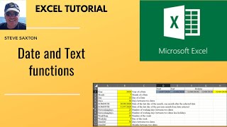 Date and Text functions in Excel. Find number of days between dates, use year, month formulas