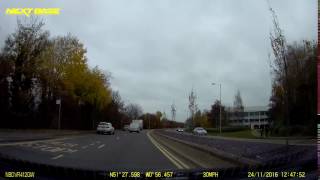 Dashcam - Reading, white van has close shave with parked car