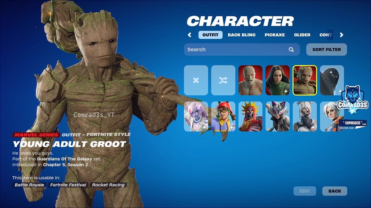 Fortnite All NEW LEAKED Skins and Emotes (Young Adult Groot, Mantis