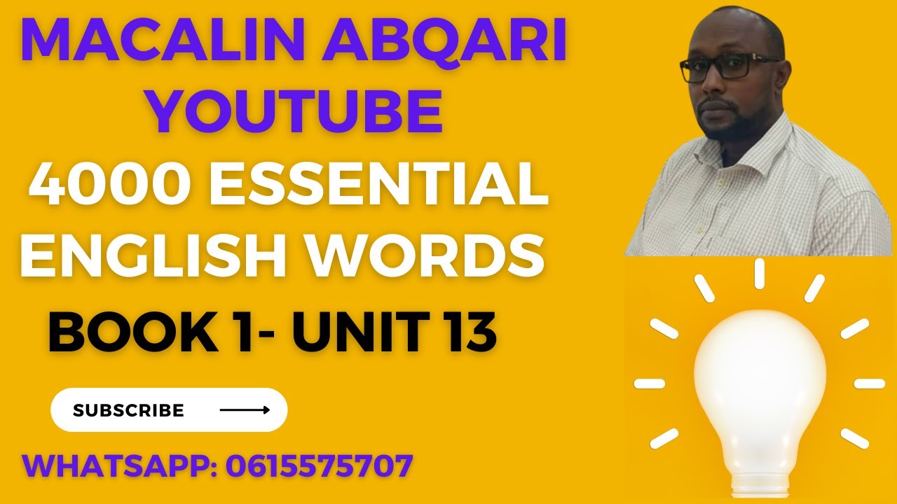 Af-Somaali ku baro 4000 Essential English Words book 1 ( UNIT 13) - YouTube