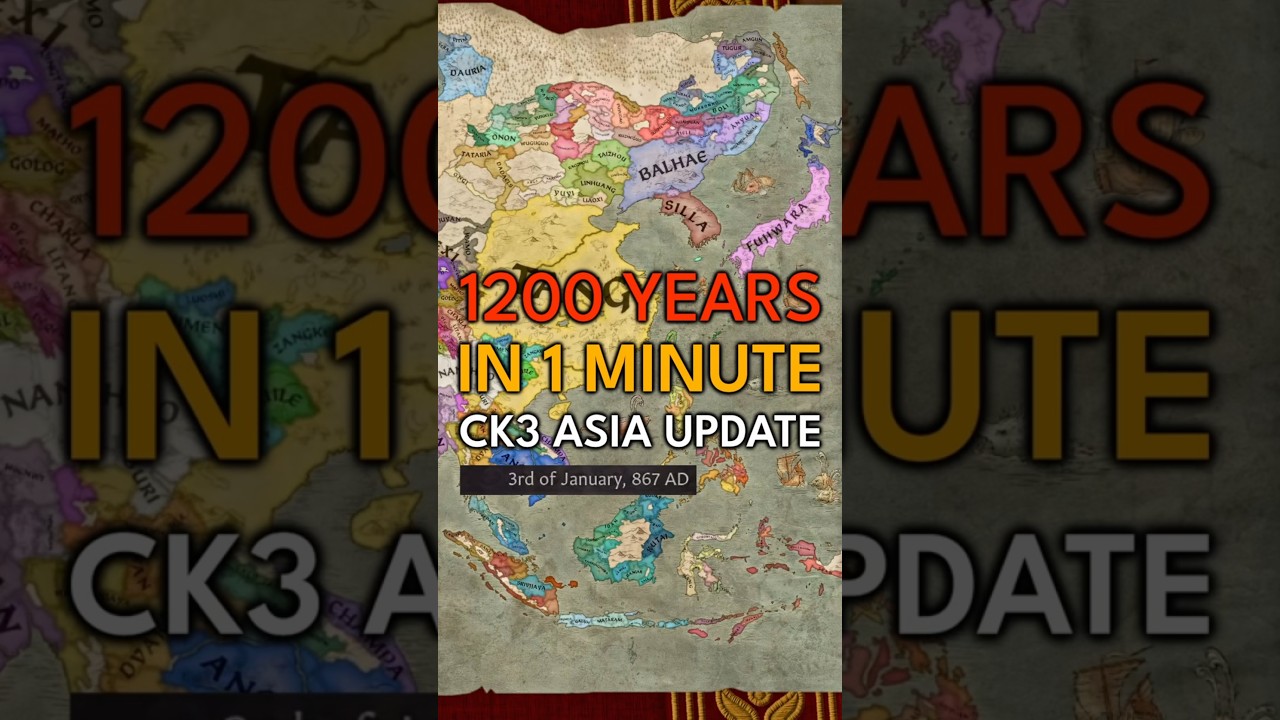 EAST ASIA - 1200 YEARS of CK3 Asia Update in 1 minute - AI Only Timelapse