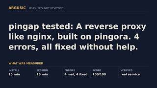 pingap tested: A reverse proxy like nginx, built on pingora. 4 errors, all fixed without help. News