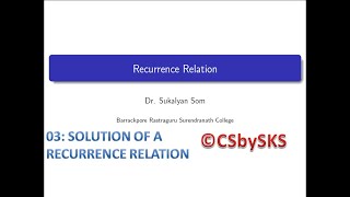 Recurrence Relation || Part 3