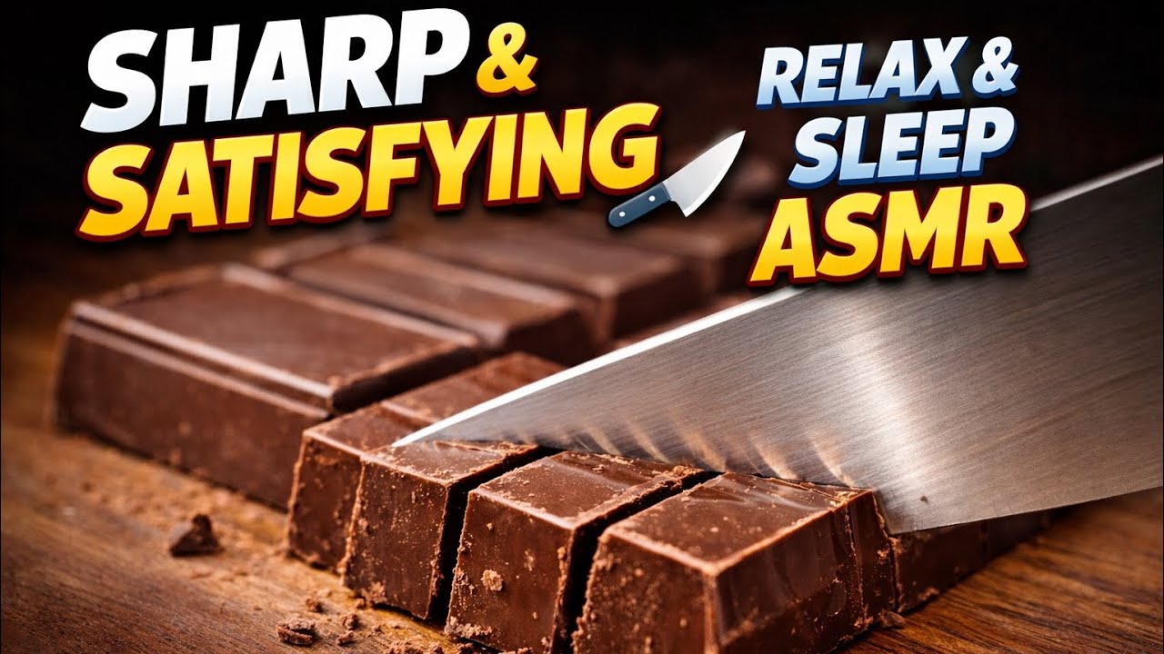 Chocolate Cutting ASMR 🍫🔪 Sharp Knife Slicing for Sleep & Relaxation 