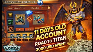 3000 USD SPENT MN 777 ROAD TO TITAN 11 DAYS OLD ACCOUNT UPGRADING IN LORDS MOBILE #lordsmobile  screenshot 5