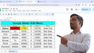 Google Sheet-Edit Menu Tutorial For Beginners 2024. !!Hindi !! #googlesheetstutorials #editmenu