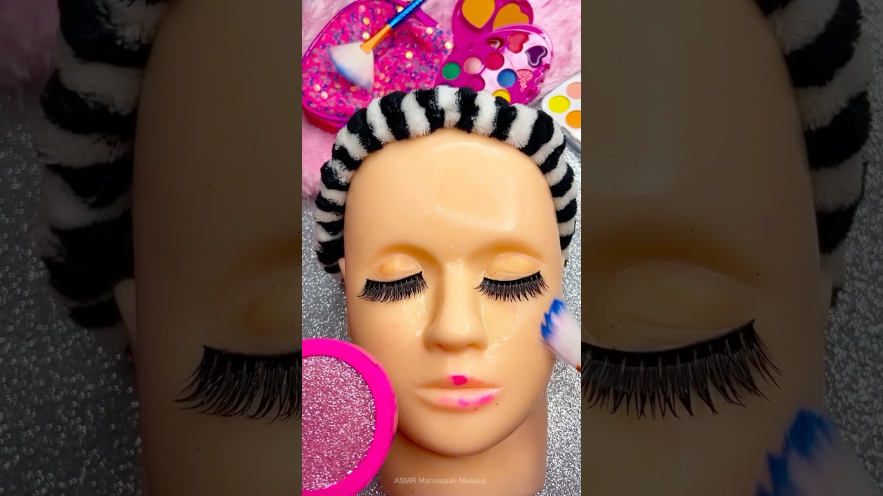 ASMR Mannequin Makeup things pink glitter Satisfying with Unboxing Review Sounds Video Fast No talk