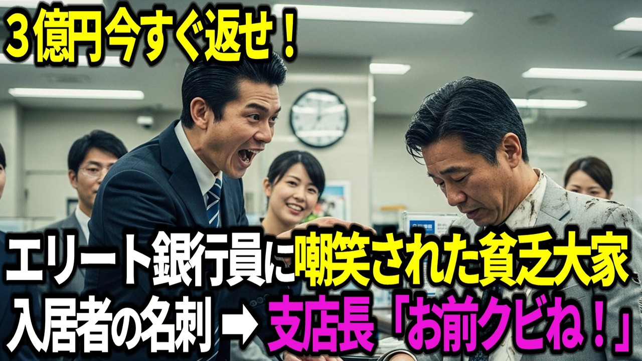 「３億円即返済しろ！」貧乏アパートの大家を見下したエリート銀行員→支店長「お前クビね！」→兄「俺の権力で潰してやる！」→入居者の正体に顔面蒼白…