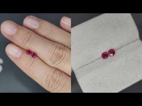 Paar rundgeschliffene rubine in taubenblutrot 0,52 karat, Mosambik  Video  № 1