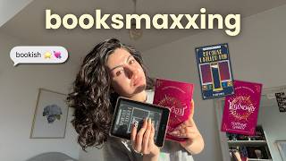 BOOKSMAXXING 🤍 a BOOKISH vlog reading because I killed him & legendary !!