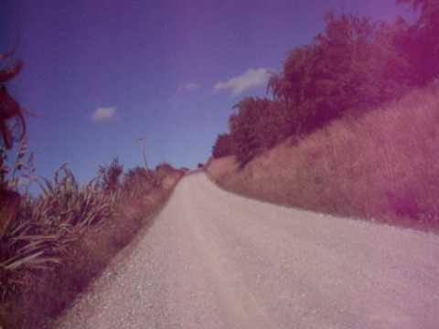 Going down the hill on the ride on!