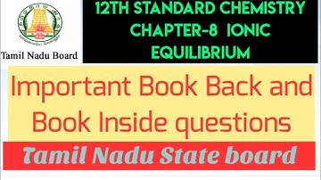 Ionic Equilibrium Important Book back and inside questions/Chapter-8/Class12/Chemistry